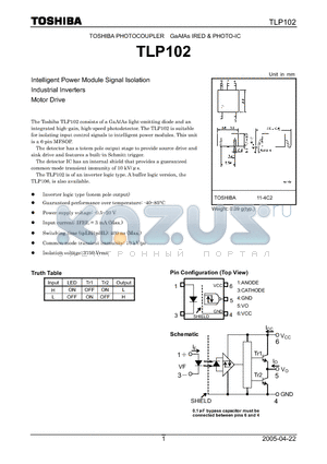 TLP102_05 datasheet - PHOTO-IC Intelligent Power Module Signal Isolation