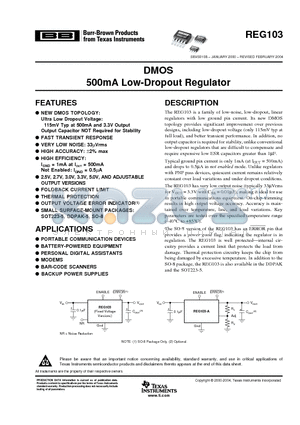 REG103FA-2.7KTTT datasheet - DMOS 500mA Low Dropout Regulator