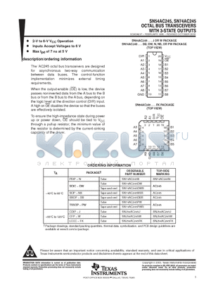 SN74AC245DBRE4 datasheet - OCTAL BUS TRANSCEIVERS WITH 3-STATE OUTPUTS
