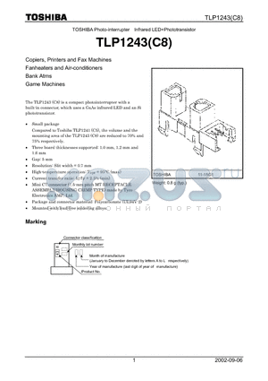 TLP1243 datasheet - Photo-interrupter Infrared LEDPhototransistor