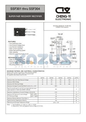 SSF302 datasheet - SUPER FAST RECOVERY RECTIFIER