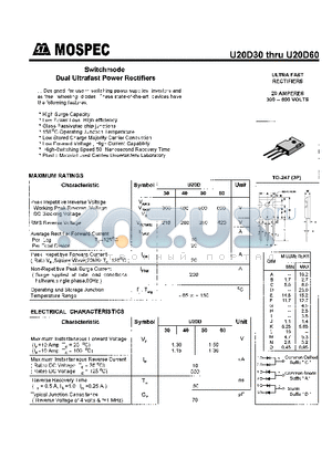 U20D40 datasheet - POWER RECTIFIERS(20A,300-600V)