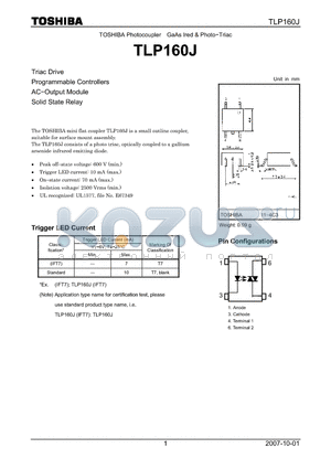 TLP160J_07 datasheet - TOSHIBA Photocoupler GaAs Ired & Photo-Triac