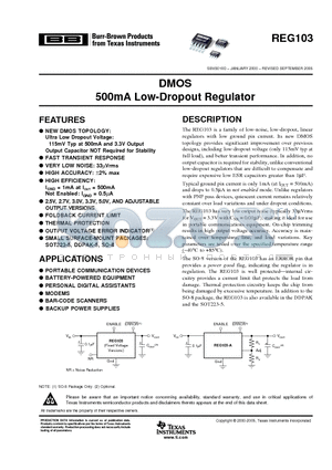 REG103GA-5G4 datasheet - DMOS 500mA Low-Dropout Regulator