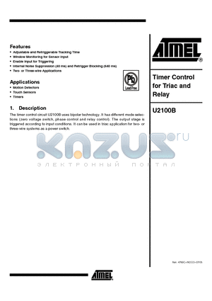 U2100B-XFPY datasheet - Timer Control for Triac and Relay