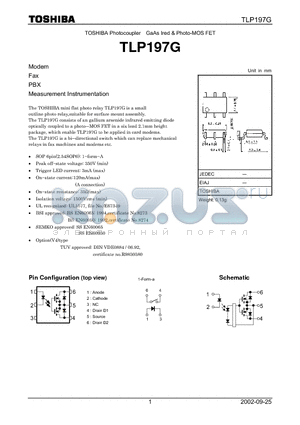 TLP197G datasheet - TOSHIBA Photocoupler GaAs Ired & Photo-MOS FET