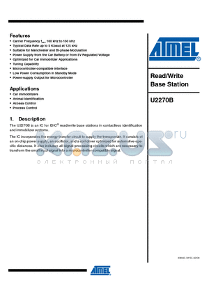 U2270B_08 datasheet - Read/Write Base Station