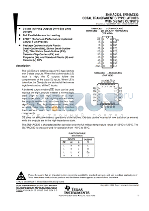 SN74AC533DB datasheet - OCTAL TRANSPARENT D-TYPE LATCHES WITH 3-STATE OUTPUTS