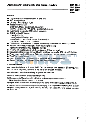 SDA2040 datasheet - application-oriented single-chip microcomputer