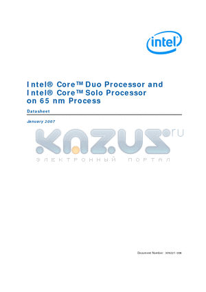 U2400 datasheet - Intel Core Duo Processor and Intel Core Solo Processor on 65 nm Process