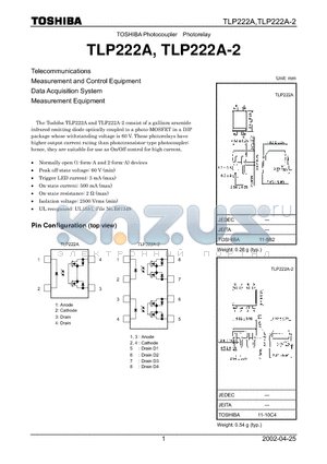 TLP222A-2 datasheet - TOSHIBA Photocoupler Photorelay
