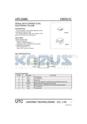 U2429 datasheet - SERIAL DATA CONTROL DUAL ELECTRONIC VOLUME