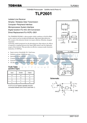 TLP2601 datasheet - Simplex / Multiplex Data Transmission