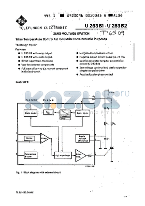 U263B1 datasheet - Triac Temperature Control for Industrial and Domestic Purposes