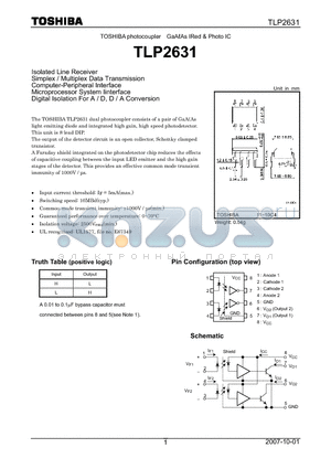 TLP2631 datasheet - Isolated Line Receiver
