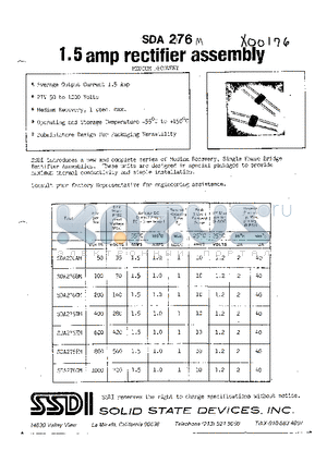 SDA276 datasheet - 1.5 AMP BRIDGE RECTIFIER ASSEMBLY