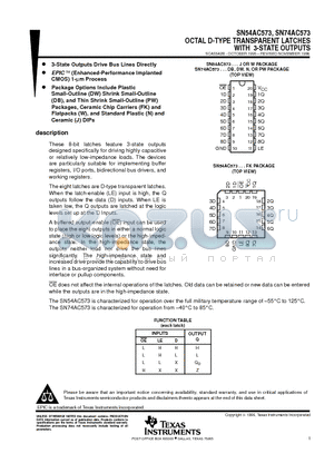 SN74AC573DB datasheet - OCTAL D-TYPE TRANSPARENT LATCHES WITH 3-STATE OUTPUTS