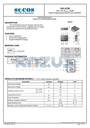 SSG4228 datasheet - Dual-N Enhancement Mode Power MOSFET