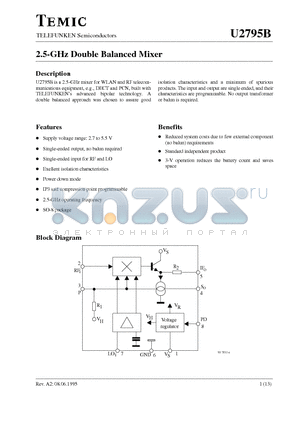 U2795B-FP datasheet - 2.5-GHz Double Balanced Mixer