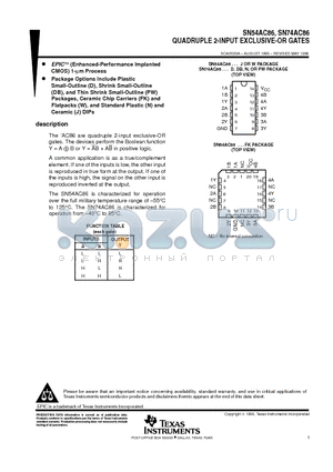 SN74AC86 datasheet - QUADRUPLE 2-INPUT EXCLUSIVE-OR GATES