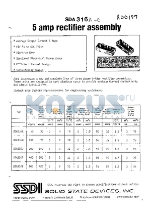 SDA316A datasheet - 5 AMP BRIDGE RECTIFIER ASSEMBLY