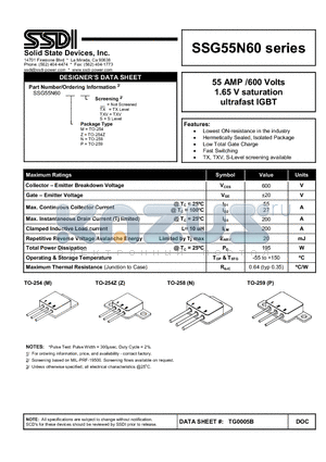 SSG55N60N datasheet - 1.65 V saturation ultrafast IGBT