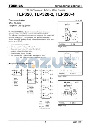 TLP320-4 datasheet - GaAs Ired & Photo−Transistor
