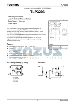 TLP3203 datasheet - PHOTOCOUPLER PHOTO RELAY