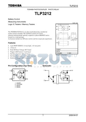 TLP3212 datasheet - PHOTOCOUPLER PHOTO RELAY