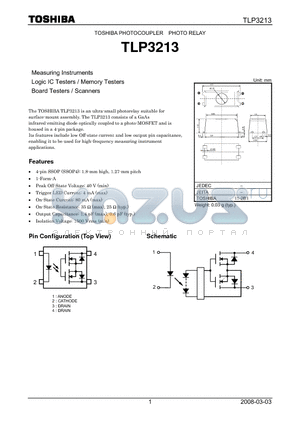 TLP3213 datasheet - PHOTOCOUPLER PHOTO RELAY