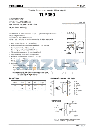 TLP350 datasheet - GaAAs IRED  Photo IC