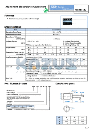 SSH10V330MTR5X5 datasheet - Aluminum Electrolytic Capacitors