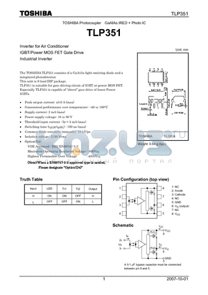 TLP351_07 datasheet - GaAAs IRED  Photo IC