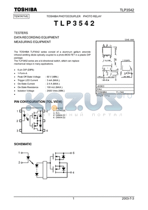 TLP3542 datasheet - TESTERS DATA RECORDING EQUIPMENT MEASURING EQUIPMENT