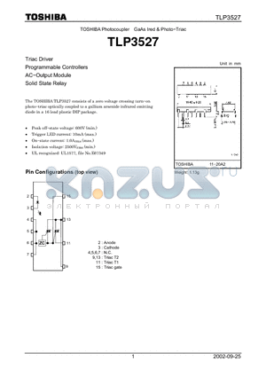 TLP3527 datasheet - Triac Driver Programmable Controllers AC−Output Module Solid State Relay