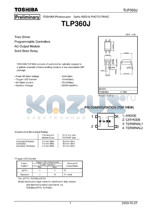 TLP360J datasheet - Triac Driver Programmable Controllers AC-Output Module Solid State Relay