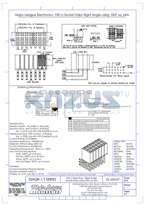 SSHQR-1-T datasheet - .100 cl Triple Row - Right Angle Socket Strips using .025