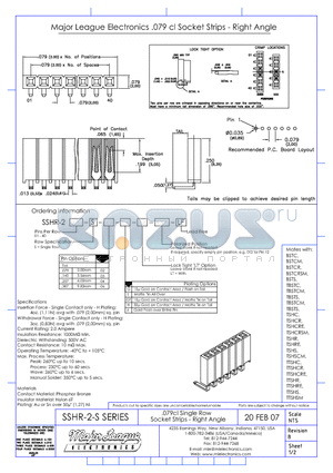SSHR-2-S datasheet - .079cl Single Row Socket Strips - Right Angle