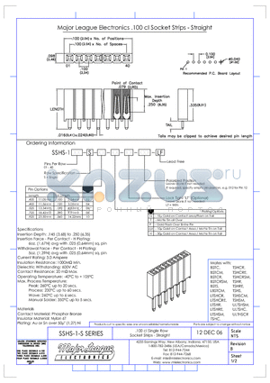 SSHS-1-S datasheet - .100 cl Single Row Socket Strips - Straight