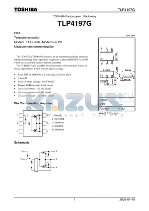 TLP4197G datasheet - TOSHIBA PHOTOCOUPLER PHOTORELAY