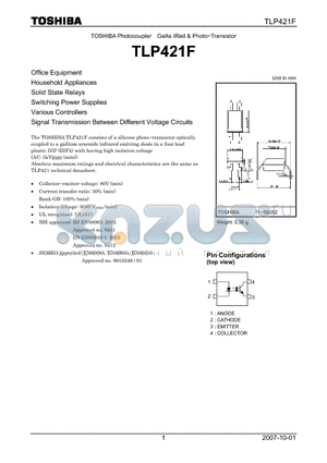 TLP421F datasheet - GaAs IRed & Photo−Transistor