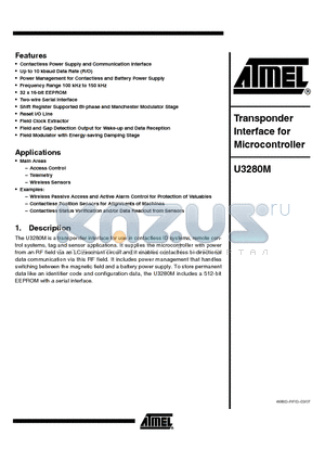 U3280M-NFBY datasheet - Transponder Interface for Microcontroller