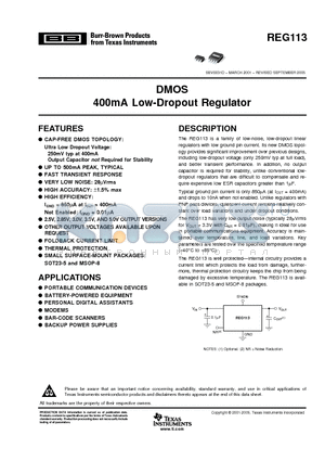 REG113EA-2.5/250 datasheet - DMOS 400mA Low-Dropout Regulator