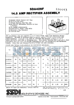 SDA42AHF datasheet - 14.5 AMP RECTIFIER ASSEMBLY