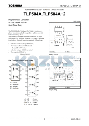 TLP504A datasheet - GaAs Ired & Photo−Transistor