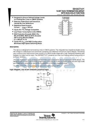 SN74ACT1071D datasheet - 10-BIT BUS-TERMINATION ARRAY WITH BUS-HOLD FUNCTION