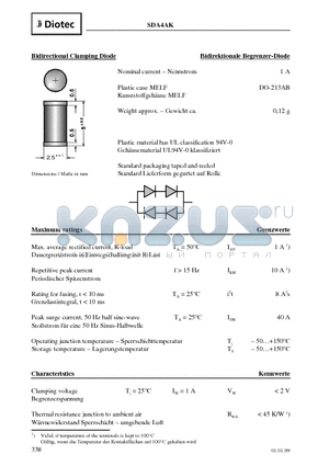 SDA4AK datasheet - Bidirectional Clamping Diode Bidirektionale Begrenzer-Diode