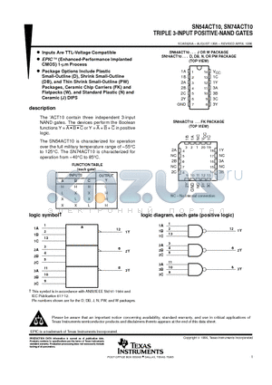 SN74ACT10N datasheet - TRIPLE 3-INPUT POSITIVE-NAND GATES