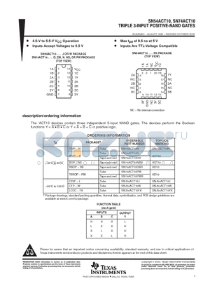 SN74ACT10N datasheet - TRIPLE-3-INPUT PSITIVE-NAND GATES