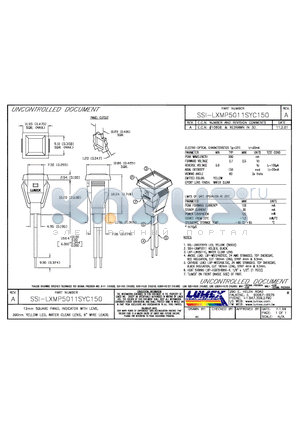 SSI-LXMP5011SYC150 datasheet - 12mm SQUARE PANEL INDICATOR WITH LENS